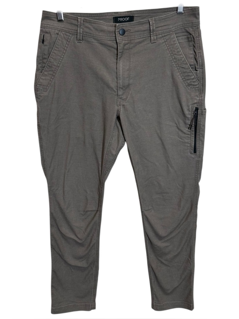 Proof men’s cotton chino pants utility pockets brown size 33 Trutemp 365 stretch